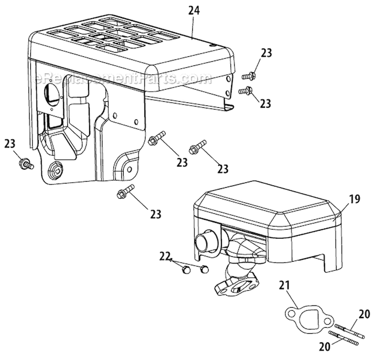 Muffler Assembly Diagram and Parts List for 31AS63EE701 2012 Yard Man Snow Blower